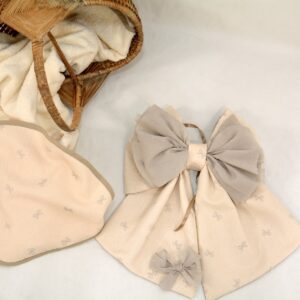 Fiocco Artigianale Beige con Tulle – Stile e Dolcezza per il Tuo Bebè